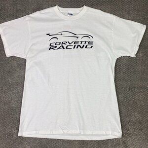 Vintage Corvette Racing T Shirt Men's XL Fits Like A Large White Cotton